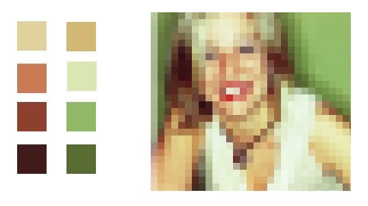image of a girl with color pallet swatches to the left