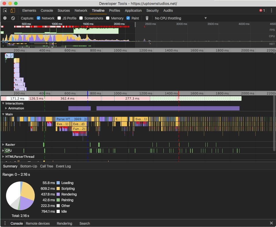 Chrome Dev tools Networking Console Results Page On Dark Themed Background Working With Our Website Redesign