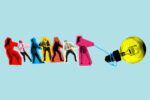A graphic of people playing tug-o-war with a lightbulb