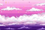 pink purple and blue pixel clouds
